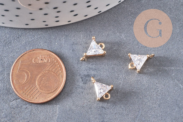 Pendentif connecteur triangle en cristal doré 11x8mm, pendentif en cristal, pendentif en or, cristal coloré, création de bijoux, x1 G5890
