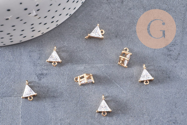 Pendentif connecteur triangle en cristal doré 11x8mm, pendentif en cristal, pendentif en or, cristal coloré, création de bijoux, x1 G5890