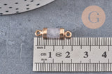 Pendentif connecteur tube cristal de roche naturel fer doré 20mm, pierr naturel, x1 (G0595)