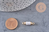 Pendentif connecteur tube howlite doré,tube howlite, howlite naturelle,20mm, x1 (G2818)
