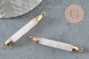 Pendentif connecteur tube quartz rose naturel fer doré 45mm,création bijoux pierre naturelle, x1 G3389
