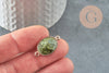 Pendentif connecteur unakite verte naturelle 27.5mm, créatyion bijou pierre naturelle verte, x1 G2193