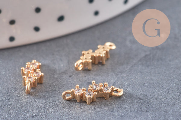 Pendentif constellation laiton doré 18K et zircons 13mm, x1 (G5987)