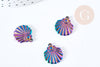 Pendentif coquillage acier 201 irisé multicolore inoxydable IP 18mm, x1 (G8616)