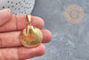 Pendentif coquillage acier 304 doré inoxydable 27mm, pendentif bijoux création sans nickel, x1 (G3280)