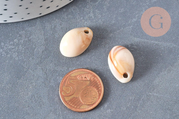Pendentif coquillage beige marbré,perle acrylique,cauri,coquillage bijou,19mm, x10 (G5404)