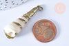 Pendentif coquillage blanc spirale doré 36-67mm, Pendentif coquillage pour création bijoux, x1 G7311
