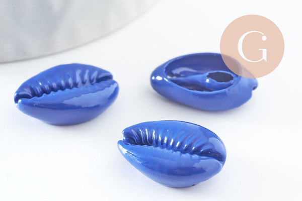 Pendentif coquillage cauri bleu,coquillage naturel,cauri bleu,15mm, x5 (G0366)