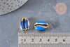 Pendentif coquillage cauri doré resine,coquillage naturel,cauri bleu,coquillage bijou,19mm, x5 (G1301)