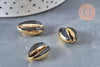 Pendentif coquillage cauri naturel doré resine noire 19mm, x5 (G0892)