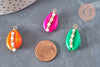 Pendentif coquillage cauri naturel peints décoré de perles nacrées, création bijou coquillage, 25-27mm, x5 (G3925)