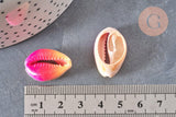 Pendentif coquillage cauri naturel rose jaune 20mm, x5 (G0367)