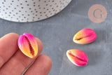 Pendentif coquillage cauri naturel rose jaune 20mm, x5 (G0367)