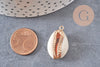 Pendentif coquillage cauri ouvert naturel doré, coquillage Conch bijou naturel, 23mm, x1 , G2296