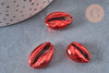 Pendentif coquillage cauri rouge, coquillage naturel,cauri métallisé,coquillage bijou,20mm, x5 (G0783)