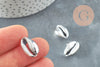 Pendentif coquillage cauris argent, coquillage naturel,cauri argent,coquillage bijou,20mm, x5 (G1676)