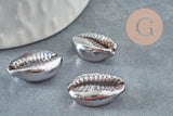 Pendentif coquillage cauris metalgun 15mm, x5 (G1231)