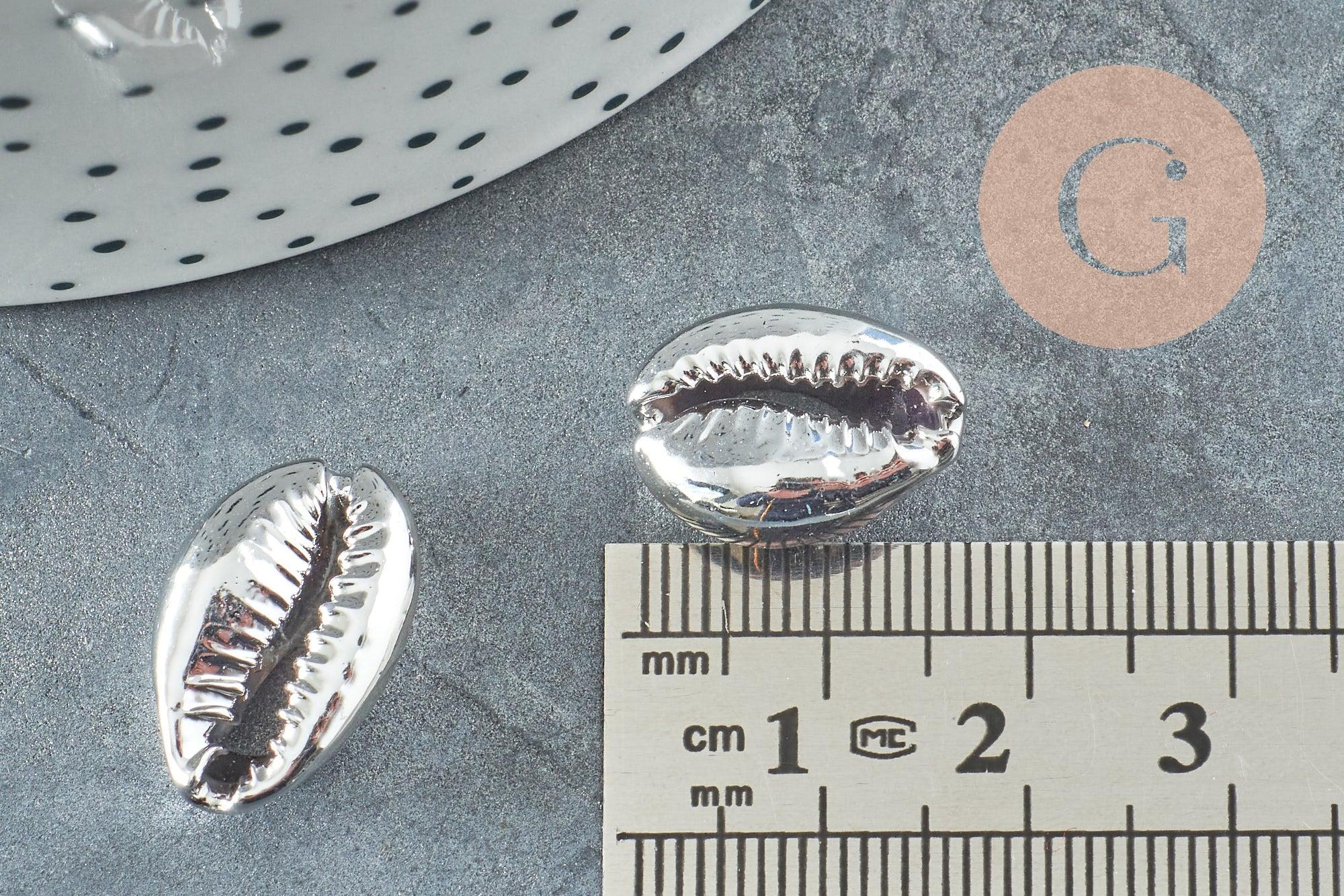 Pendentif coquillage cauris naturel argent 20mm, x5 (G1676)