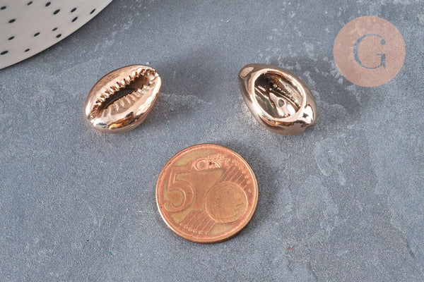 Pendentif coquillage cauris or rose,coquillage naturel,cauri doré,coquillage bijou,20mm, x5 (G0158)