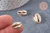 Pendentif coquillage cauris or rose,coquillage naturel,cauri doré,coquillage bijou,20mm, x5 (G0158)
