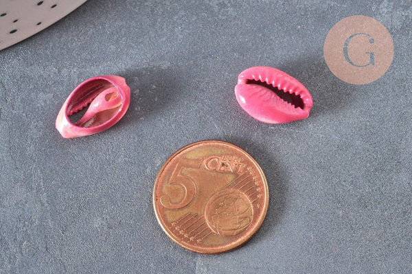 Pendentif coquillage cauris roses, coquillage naturel,cauri rose,coquillage bijou,15mm, x5 (G1530)