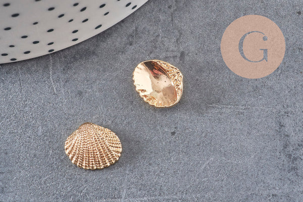 Pendentif coquillage doré 14K 13mm, coquillage doré,dorure 14carats,coquillage or, x 2 (G0664)