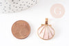 Pendentif coquillage doré rose 24.5mm, pendentif coquillage pour création bijoux x2 (G5794)