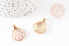 Pendentif coquillage doré rose 24.5mm, pendentif coquillage pour création bijoux x2 (G5794)