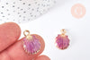 Pendentif coquillage émail violet zamac doré 19mm, x2 G7100