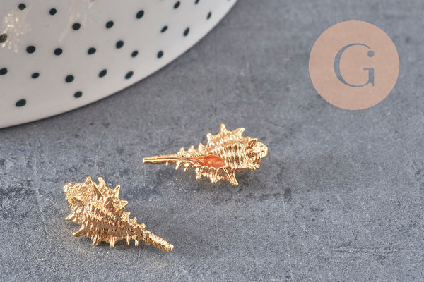 Pendentif coquillage laiton doré 18K 20mm, x1 (G3726)