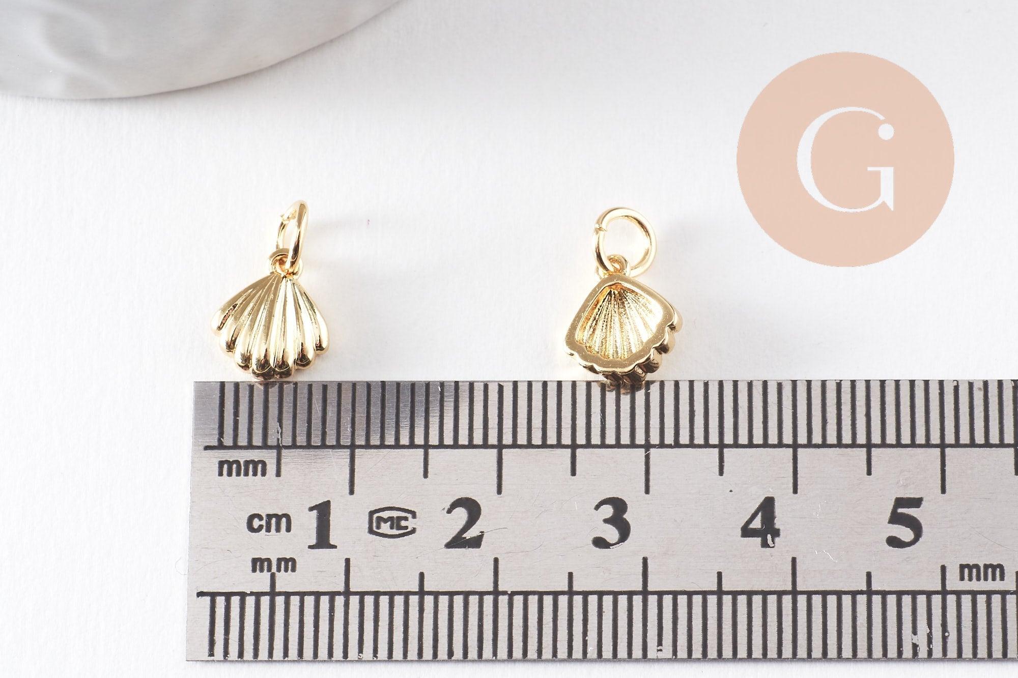 Pendentif coquillage laiton doré 9mm, x2 (G10043)