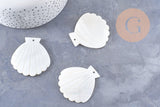 Pendentif coquillage nacre blanche naturelle 54mm, x2 (G10091)