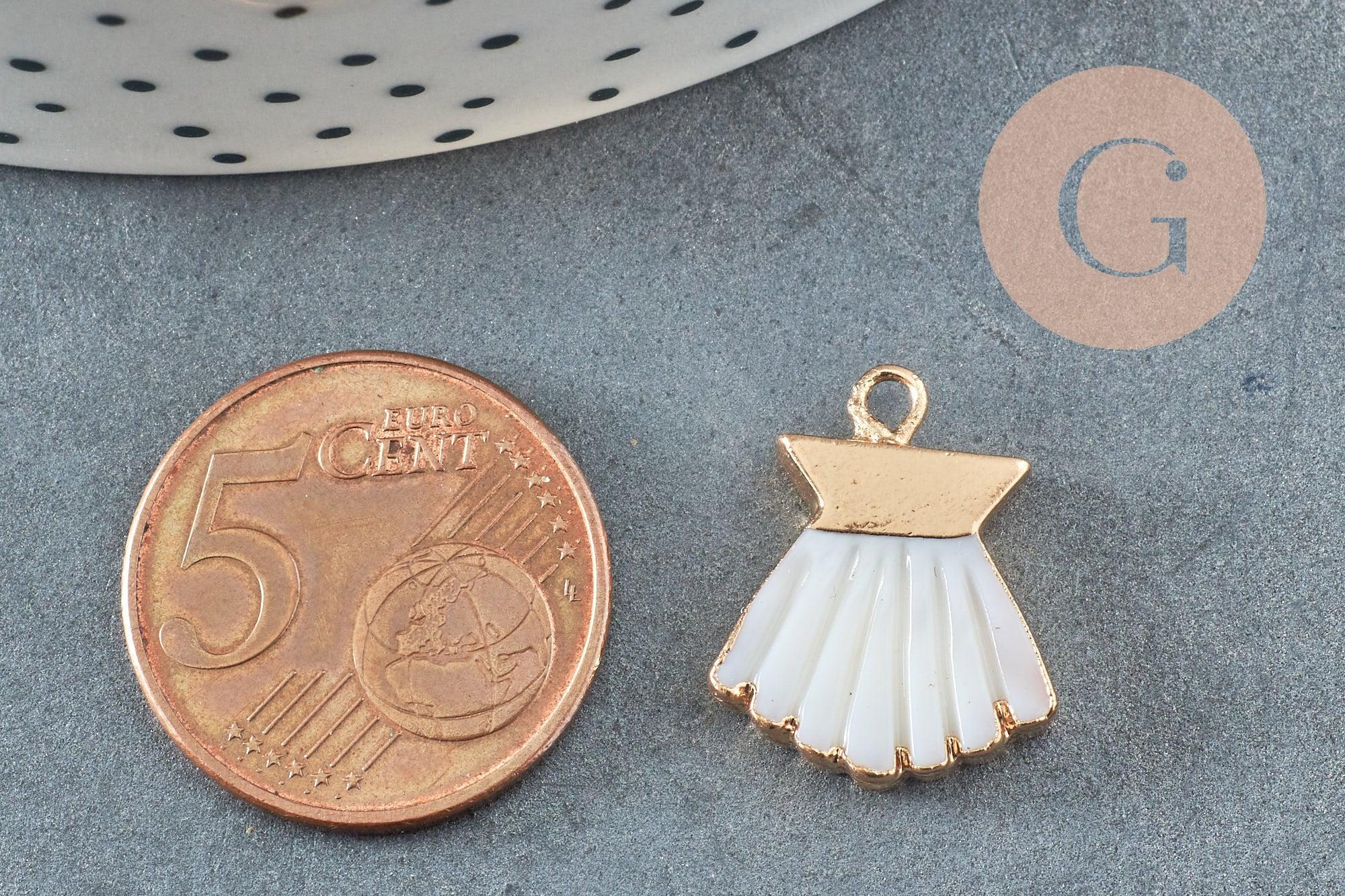 Pendentif coquillage nacre blanche naturelle doré 18mm, x1 (G0643)