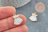 Pendentif coquillage nacre blanche naturelle doré 18mm, x1 (G0643)