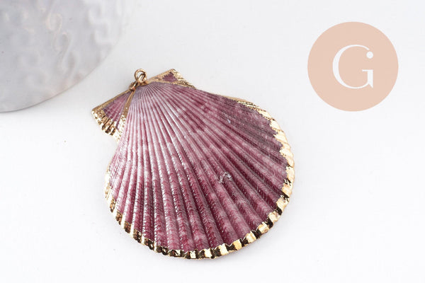 Pendentif coquillage naturel coque doré, pendentif doré, coquillage bijou,coquillage or,50mm x1 (G0933)