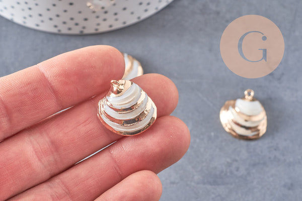 Pendentif coquillage naturel coque doré,pendentif doré, création bijoux, coquillage bijou,coquillage or,22-29mm, x 2,G3088
