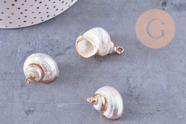 Pendentif coquillage naturel fer doré 25-30mm, x1 (G10699)