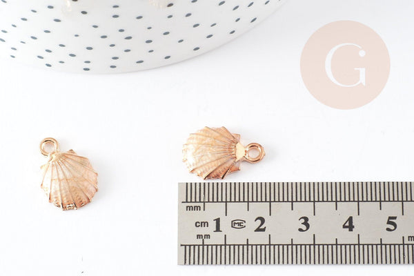 Pendentif coquillage zamac doré beige 19mm, pendentif création bijoux, x2 G2469