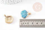Pendentif coquillage zamac doré bleu ciel 24.5mm, x2 (G3417)