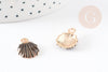 Pendentif coquillage zamac doré émail noir 19mm, pendentif création bijoux DIY x2 G1958
