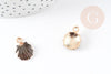 Pendentif coquillage zamac doré émail noir 19mm, pendentif création bijoux DIY x2 G1958
