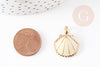 Pendentif coquillage zamac doré jaune clair 24.5mm, pendentif coquillage pour création bijoux, x2 (G2738)