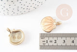 Pendentif coquillage zamac doré rose saumon 24.5mm, x2 (G1792)