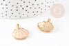 Pendentif coquillage zamacdoré rose beige 24.5mm, pendentif coquillage pour création bijoux, x2 G0223