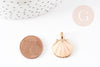Pendentif coquillage zamacdoré rose beige 24.5mm, pendentif coquillage pour création bijoux, x2 G0223