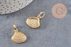 Pendentif coquillage zircons blancs laiton doré 20mm, x1 (G9829)