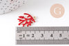Pendentif corail émail rouge zamac doré 21.5mm, x2 (G10474)