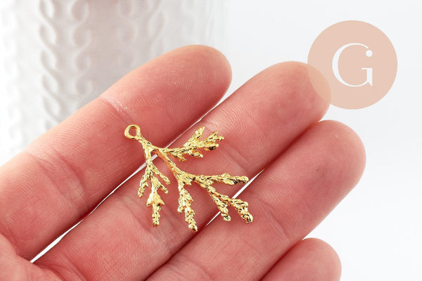 Pendentif corail zamac doré 18K 36mm,pendentif coquillage, laiton doré, pendentif corail,création bijoux, x1 G9488