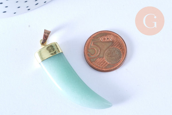 Pendentif corne aventurine 49mm,pendentif bijoux, pendentif aventurine naturelle, pendentif pierre, x1 (G8004)