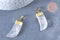 Pendentif corne cristal de roche 37mm,pendentif bijoux, pendentif quartz naturel, pendentif pierre, x1 (G6660)